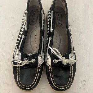 Sperry Women's Black and White Houndstooth Flats